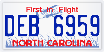 NC license plate DEB6959