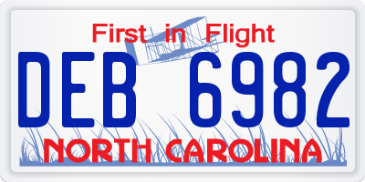 NC license plate DEB6982