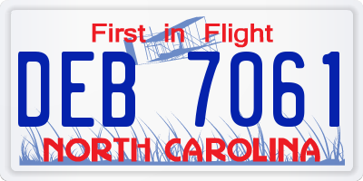 NC license plate DEB7061