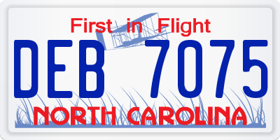 NC license plate DEB7075