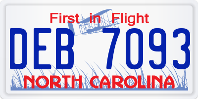 NC license plate DEB7093