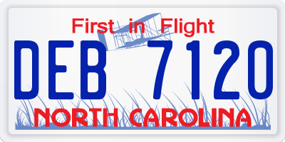 NC license plate DEB7120
