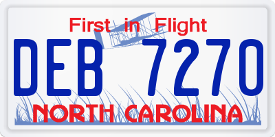 NC license plate DEB7270