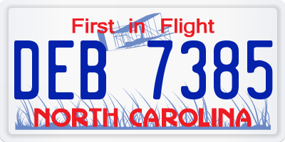 NC license plate DEB7385