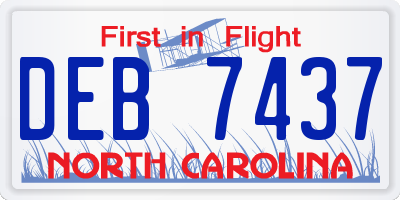 NC license plate DEB7437