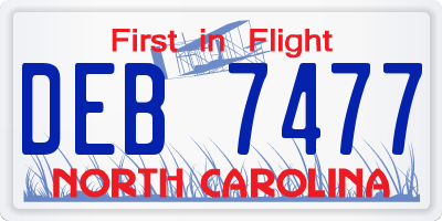 NC license plate DEB7477