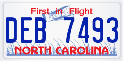 NC license plate DEB7493