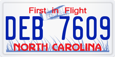 NC license plate DEB7609