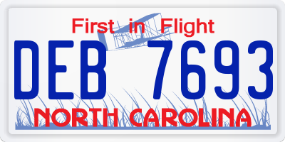 NC license plate DEB7693