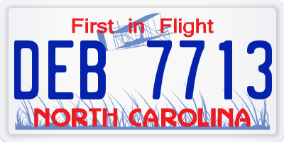 NC license plate DEB7713