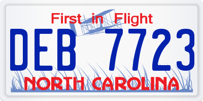 NC license plate DEB7723