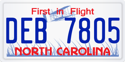 NC license plate DEB7805