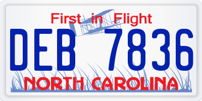NC license plate DEB7836
