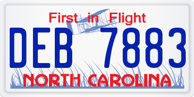 NC license plate DEB7883