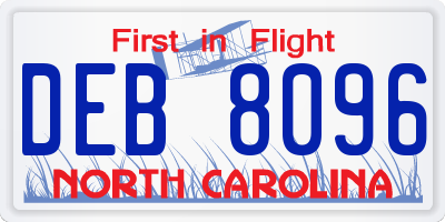 NC license plate DEB8096