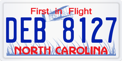 NC license plate DEB8127