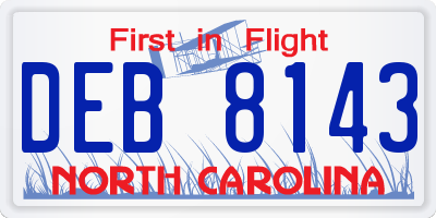 NC license plate DEB8143