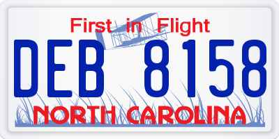 NC license plate DEB8158