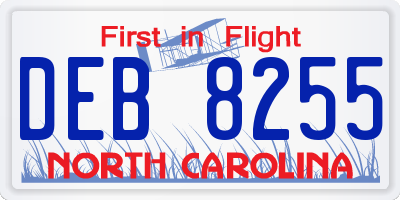 NC license plate DEB8255