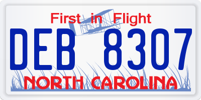 NC license plate DEB8307