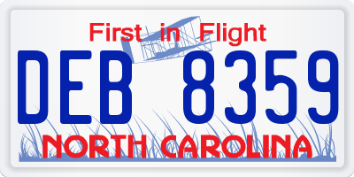 NC license plate DEB8359