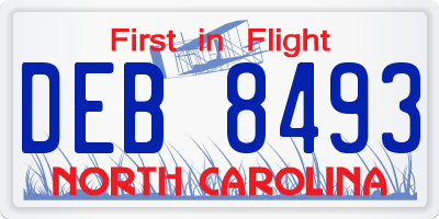 NC license plate DEB8493