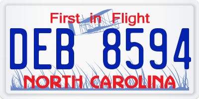 NC license plate DEB8594