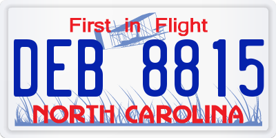 NC license plate DEB8815