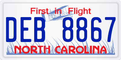 NC license plate DEB8867