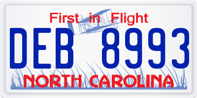 NC license plate DEB8993