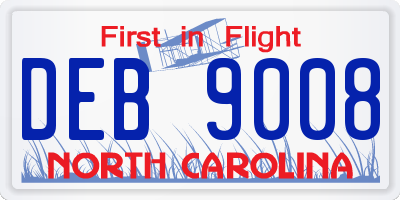 NC license plate DEB9008