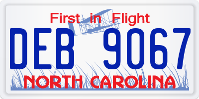 NC license plate DEB9067