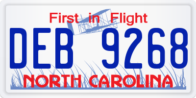 NC license plate DEB9268