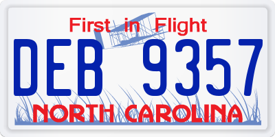 NC license plate DEB9357