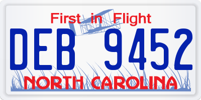 NC license plate DEB9452