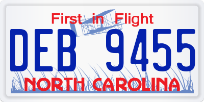 NC license plate DEB9455