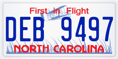 NC license plate DEB9497