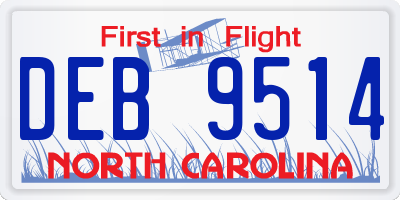 NC license plate DEB9514