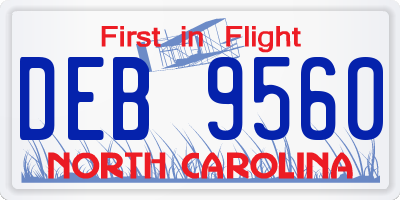 NC license plate DEB9560