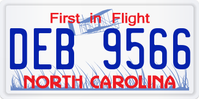 NC license plate DEB9566