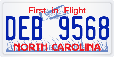 NC license plate DEB9568