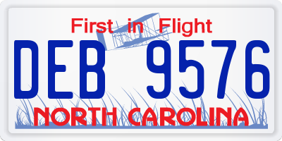 NC license plate DEB9576