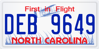 NC license plate DEB9649