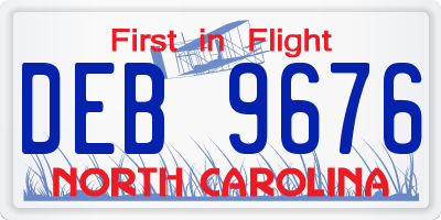 NC license plate DEB9676