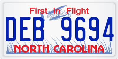 NC license plate DEB9694