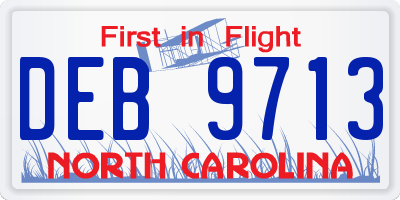 NC license plate DEB9713