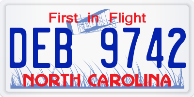 NC license plate DEB9742