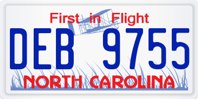 NC license plate DEB9755