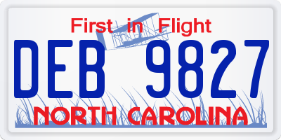 NC license plate DEB9827