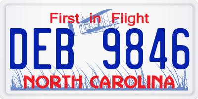 NC license plate DEB9846